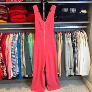 Trina Turk pink cross cross back front zipper sleeveless jumpsuit size 0 NWT